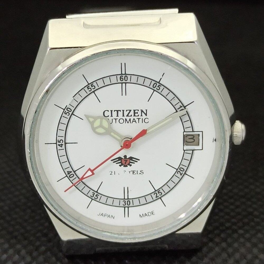 Vintage 1972 Citizen Automatic Mens Silver Watch W/daydate & White accents - Picture 8 of 12